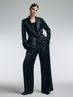 19MM Gambiered Canton Gauze Women Jacquard Straight Leg Pants GOELIA