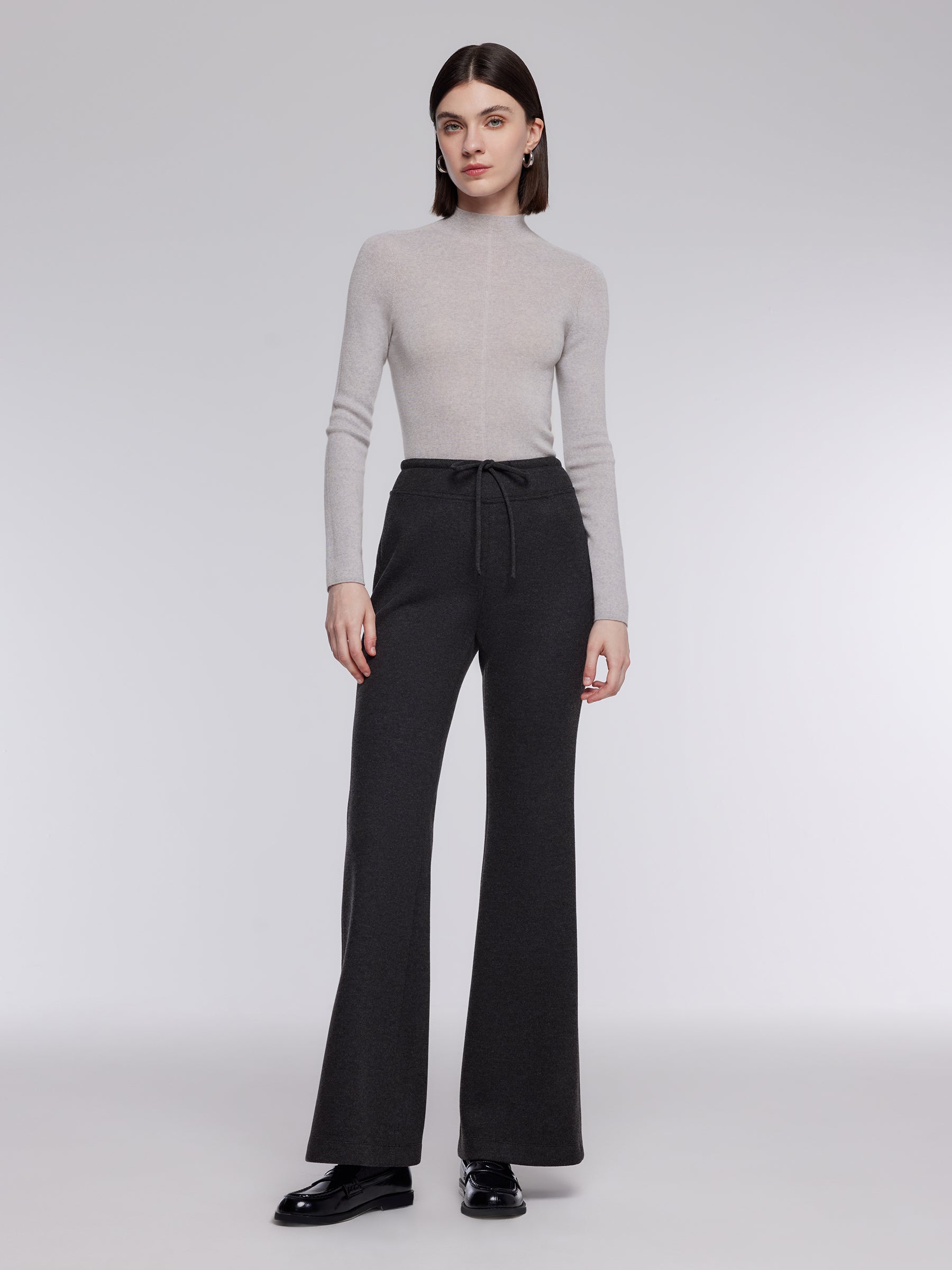 Drawstring Waist Stretch Women Flared Pants GOELIA