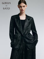 19MM Gambiered Canton Gauze Women Jacquard H-Line Blazer GOELIA