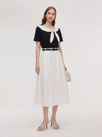 Bowknot T-Shirt And Skirt Two-Piece Set With Belt GOELIA
