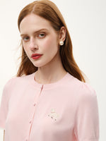 Tencel Blend Pony Embroidered Women Cardigan GOELIA
