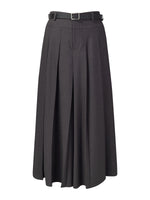 A-Line Pleated Women Culottes With Belt GOELIA