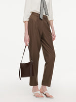 100% Worsted Merino Wool Women Tapered Pants GOELIA