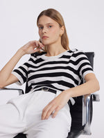 Round Neck Striped Knitted Women Top GOELIA