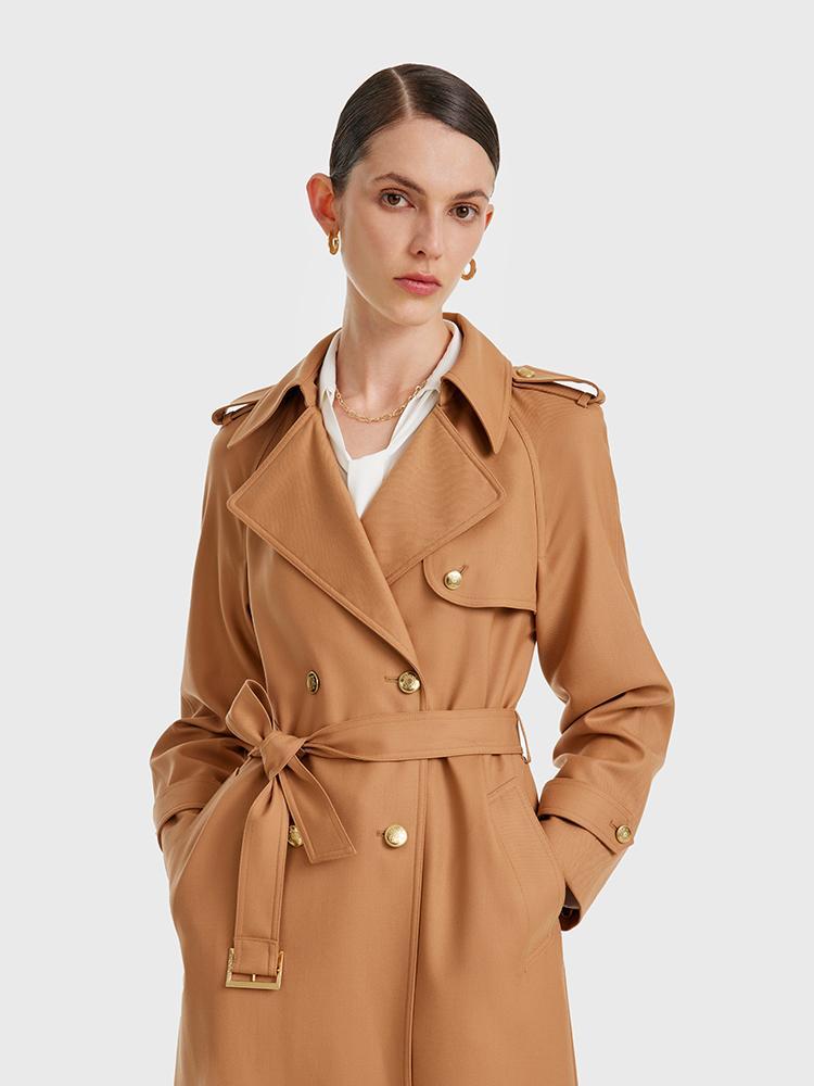 Worsted Wool Trench Coat GOELIA