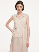 100% Acetate Openwork Crochet Tank Top And Slip Dress Two-Piece Set GOELIA