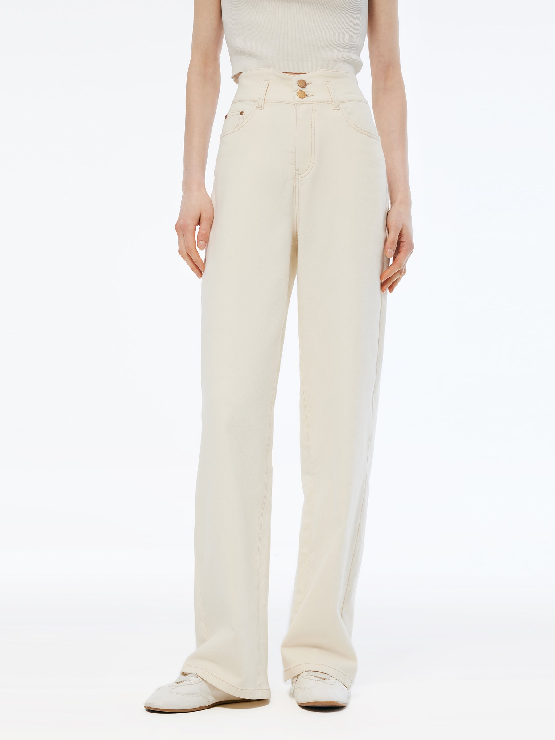 Denim Wide Leg Women High Waisted Straight Jeans GOELIA