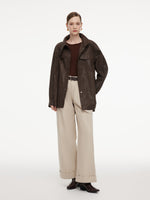 100% Cotton Stand Collar Women Mid Length Trench Coat With Belt GOELIA