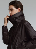 [Preview] Coated Goose Down Jacket With Detachable Shearling Collar GOELIA