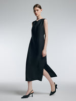 18MM Gambiered Canton Gauze Women Cowl Neck Maxi Dress GOELIA