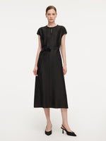 18MM Gambiered Canton Gauze Women Self-Tie Belt Maxi Dress GOELIA