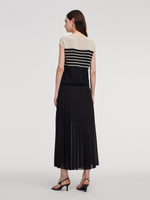 Adjustable Waist Side Slit Women Pleated Skirt GOELIA