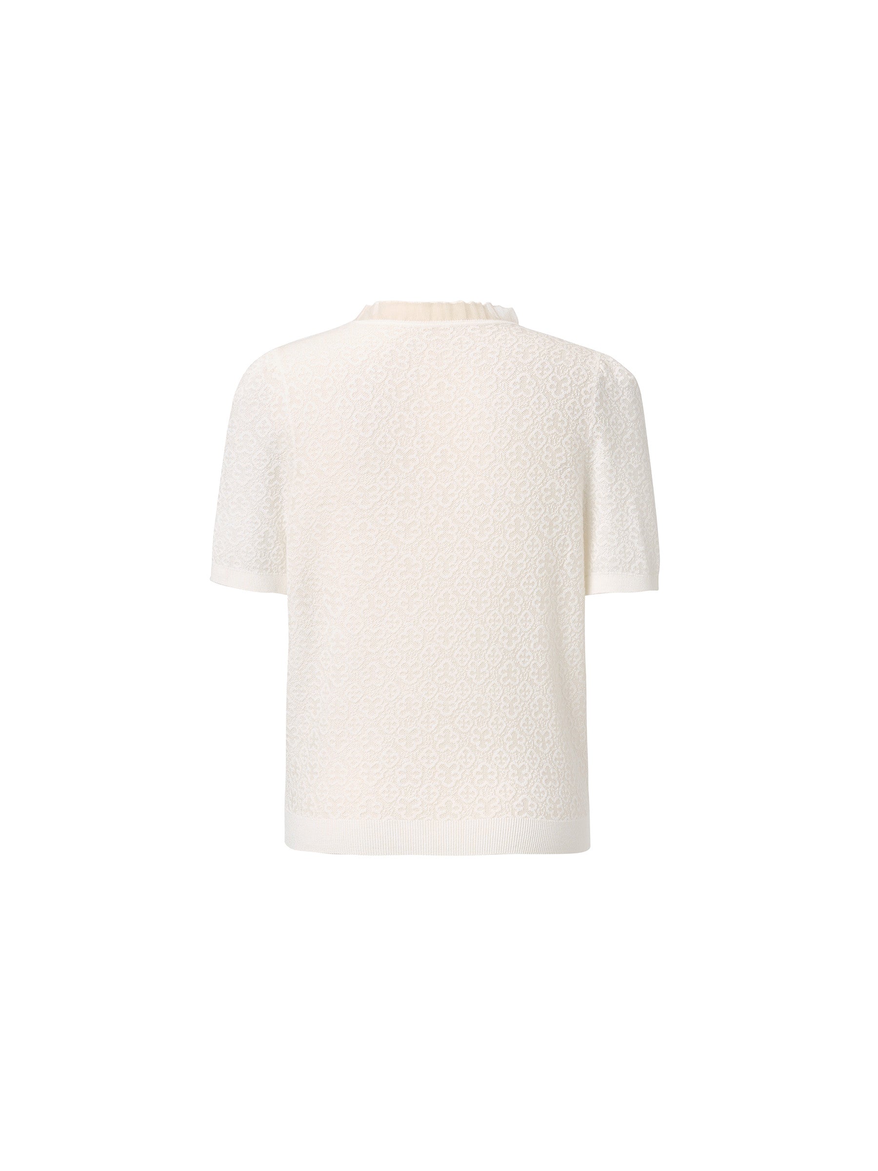 [Preview] Jacquard Ruffle Neck Women Knit Top GOELIA