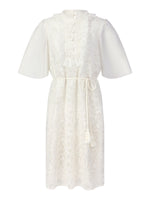 Lace Ruffle Sleeve A-Line Women Mini Dress With Tie-String Belt And Scrunchie GOELIA