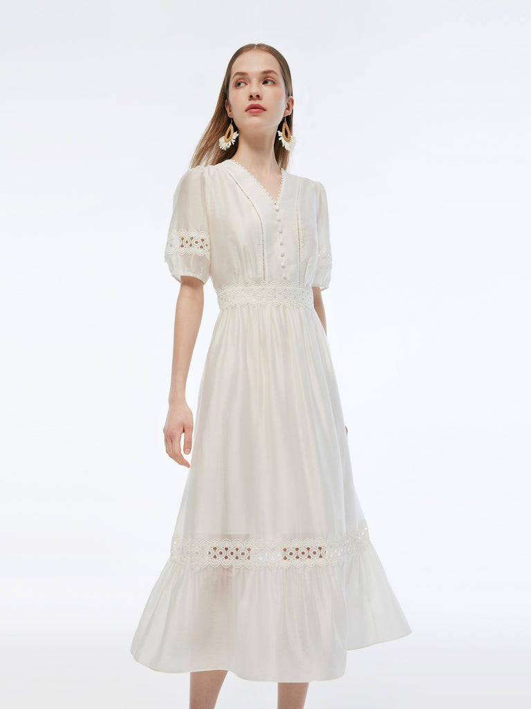Tencel Blend Embroidered Women Maxi Vest Dress With Tie String Belt