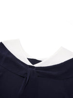 Tencel Blend Color Block Tie Front Women Knit Top GOELIA