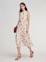 Tencel Blend Floral Print Women Halter Maxi Dress GOELIA
