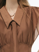 Tencel Blend Women Ruffle Cap Sleeve Maxi Dress With Sash GOELIA