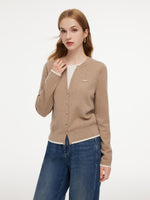 100% Wool Color Block Women Mock Layered Knit Top GOELIA