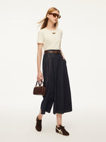 Cotton Side Twist Women T-Shirt With Detachable Beaded Chain GOELIA