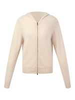 [Preview] 100% Cashmere Seamless Women Hooded Zip-Up Cardigan GOELIA
