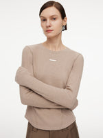 Stretch Round Neck Women Long Sleeve T-Shirt GOELIA