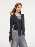 Wool Blend Mock-Layered Women Knit Top GOELIA