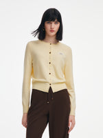 100% Merino Wool Contrasting Buttons Women Cardigan GOELIA