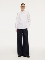 Lace Collar Hidden Half-Zip Women Shirt GOELIA