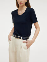 Two-pack (Black & White) Modal V-Neck Unisex T-Shirt GOELIA