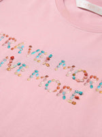 [Preview] Cotton Beaded Letter Women T-Shirt GOELIA