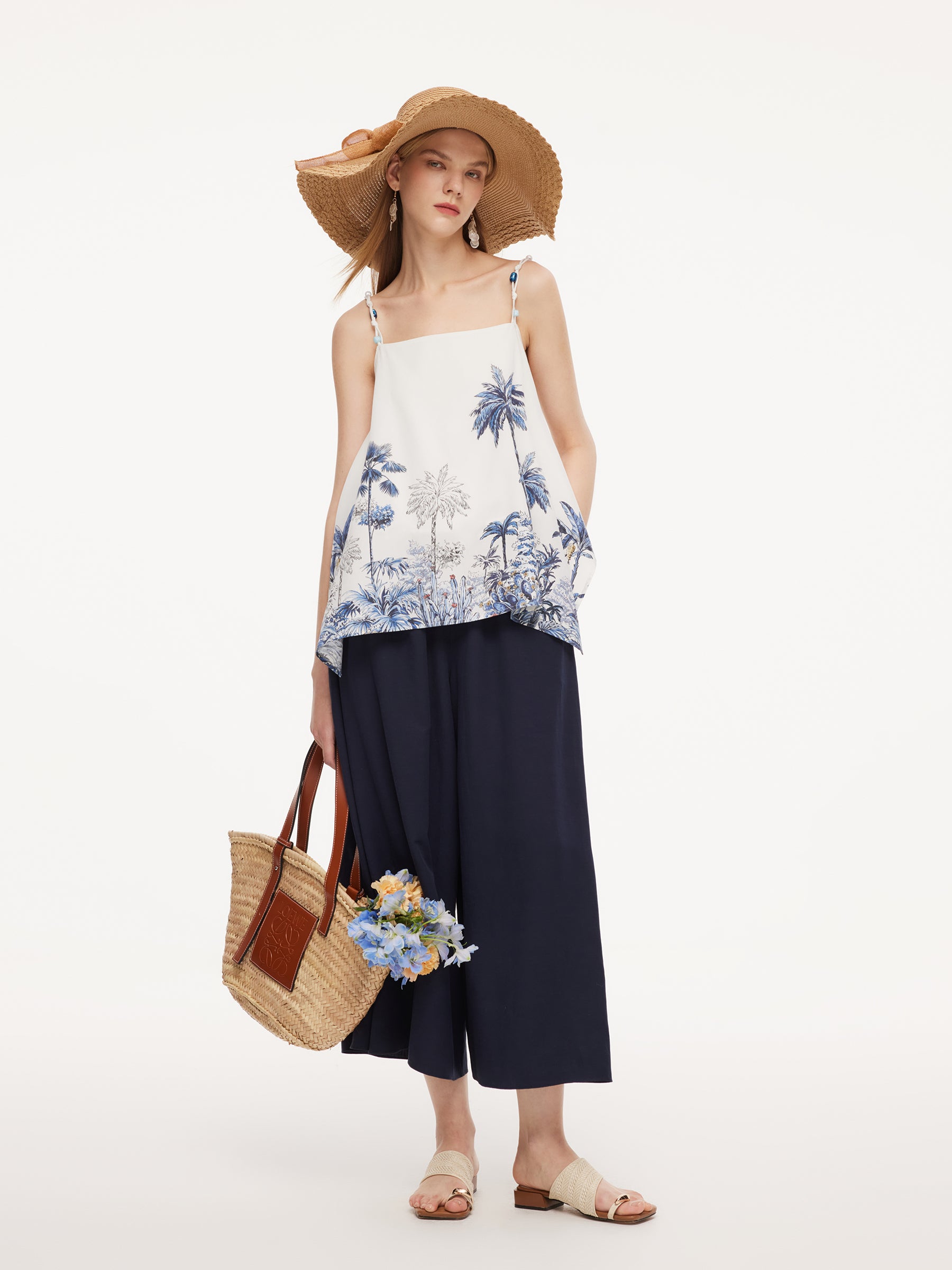 Tencel Linen Blend Floral Printed Women Camisole GOELIA