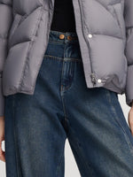 100% Cotton Brushed Denim Straight Wide Leg Women Jeans GOELIA