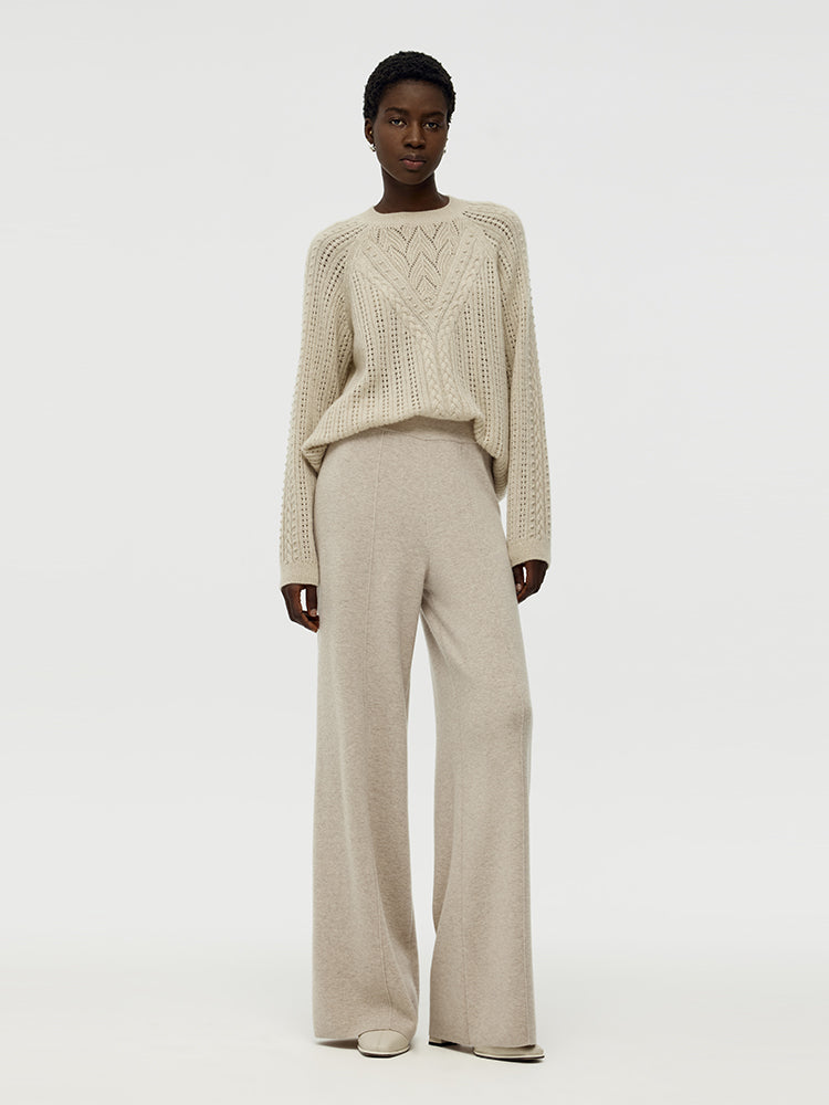 Machine Washable Wool Wide Leg Women Pants GOELIA