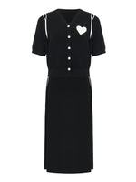 V-Neck Cut-Out Knitted Top And Half Skirt Two-Piece Set GOELIA