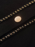 Chain Trim Knitted Jacket And Vest Dress Two-Piece Set GOELIA