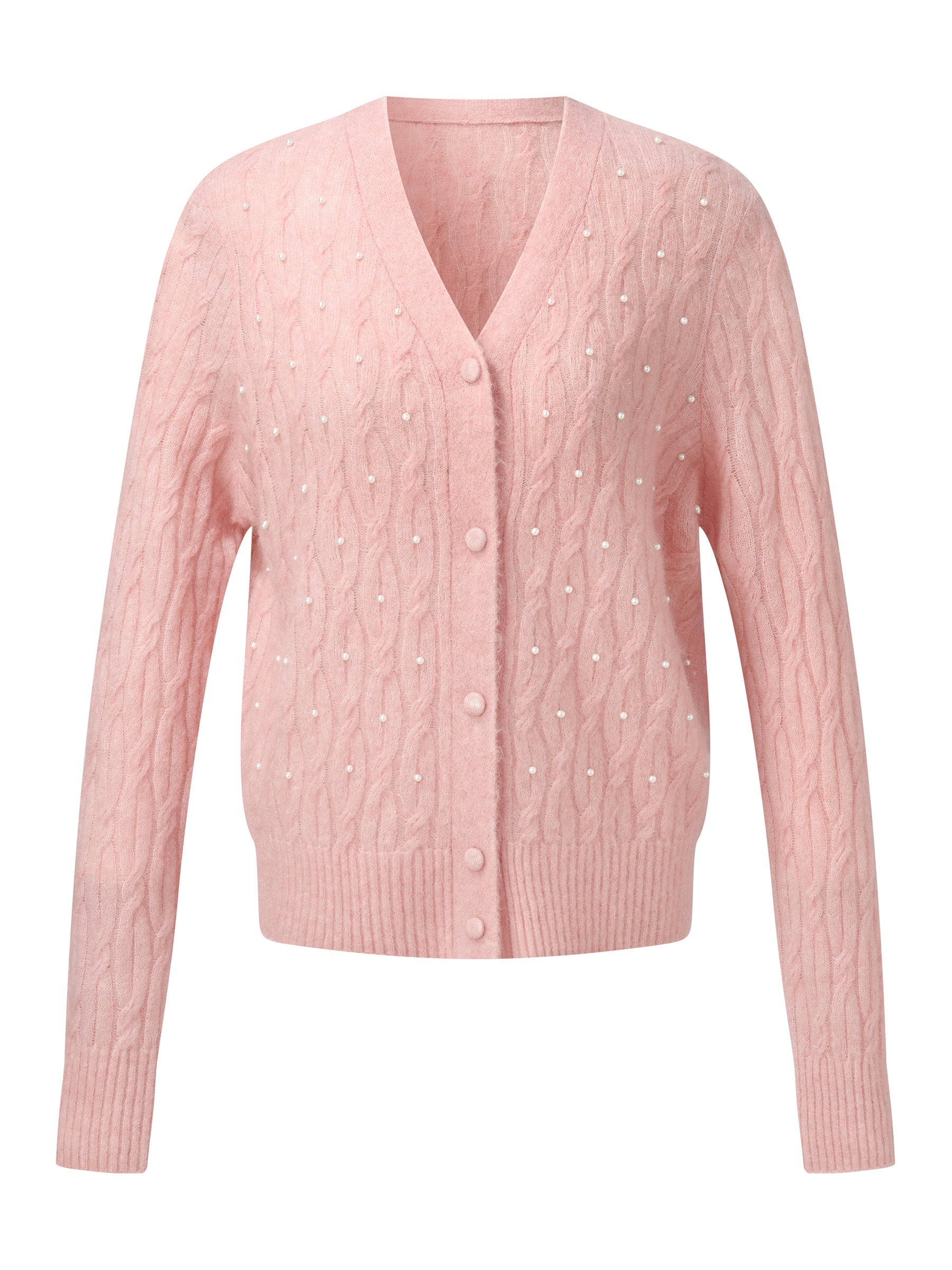 [Preview] Mohair Wool Blend Beaded Women V-Neck Cardigan GOELIA