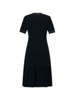 Tencel Blend Contrast Trim Women Pleated Hem Knit Mini Dress GOELIA