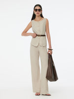 100% Linen Vest And Pants Two-Piece Set GOELIA