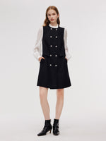 Tweed Faux Two-Piece Women Mini Dress GOELIA