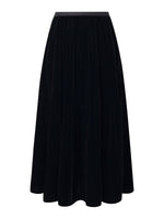 Black Velvet A-Line Elastic Waist Women Skirt GOELIA