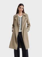 Worsted Woolen Women Trench Coat With Belt GOELIA
