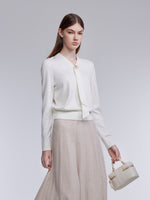 [Preview] Wool Blend Tie Neck Women Knit Top With GO Buckle GOELIA