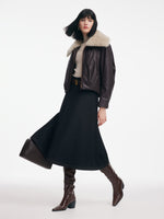 [Preview] Coated Goose Down Jacket With Detachable Shearling Collar GOELIA