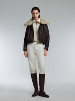 [Preview] Coated Goose Down Jacket With Detachable Shearling Collar GOELIA