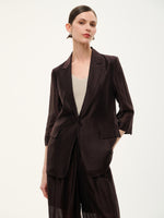 Tencel Linen Blend 3/4 Sleeve Women Blazer GOELIA