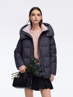 Color Block Goose Down Jacket With Detachable Hood GOELIA