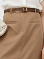 Basic Straight Slit Women Skirt With Belt GOELIA