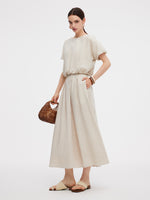 100% Linen Women High-Waisted A-Line Skirt GOELIA