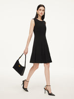 Triacetate Blend Gathered Waist Women Sleeveless Mini Dress GOELIA